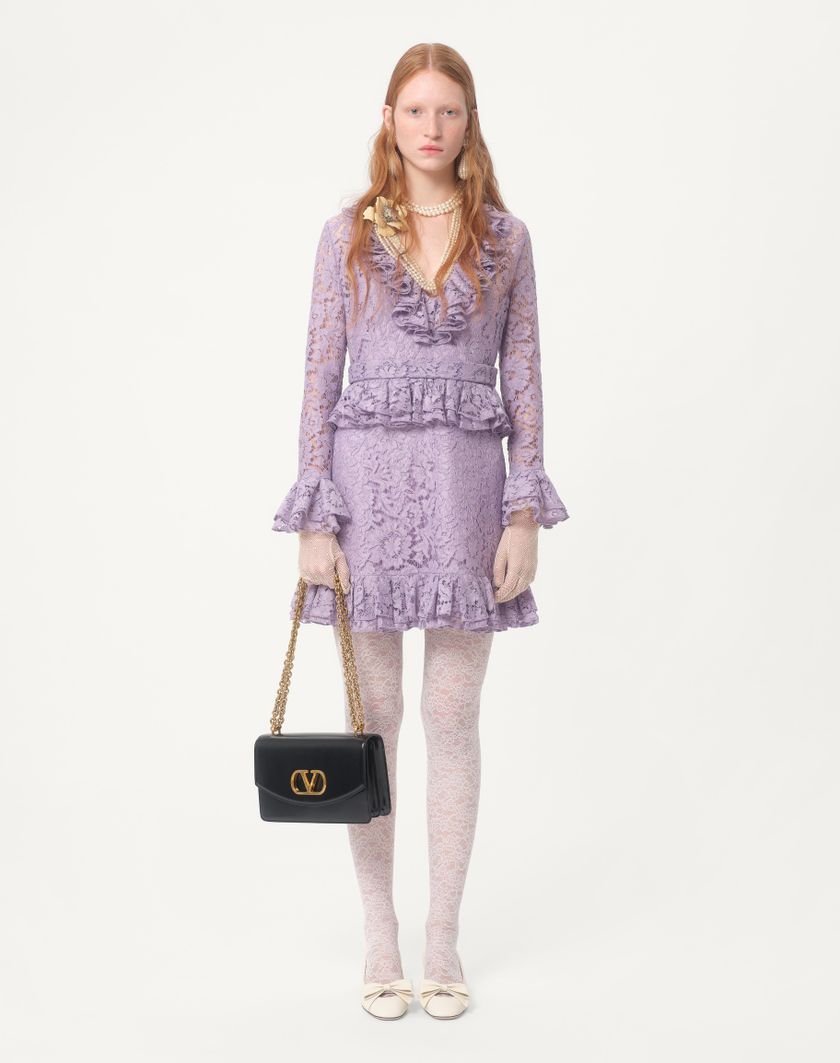Valentino Handbags Abito Corto In Heavy Lace per Donna in Lavanda | Valentino IT Offerte speciali