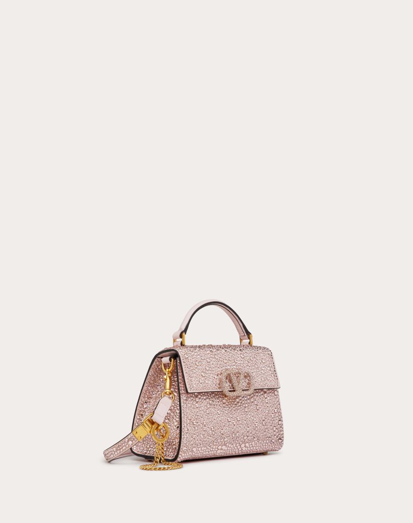 Valentino Handbags Borsa A Mano Mini Vsling Ricamata per Donna in Rose Quartz | Valentino IT Negozi Online