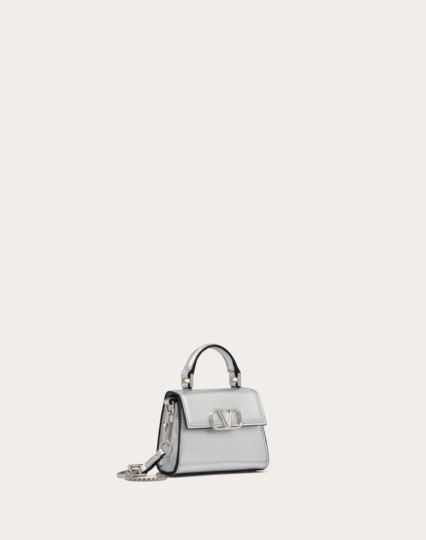 Valentino Handbags Borsa A Mano Micro Vsling In Vitello Granato Metallizzato per Donna in Argento | Valentino IT Prezzo Ridotto