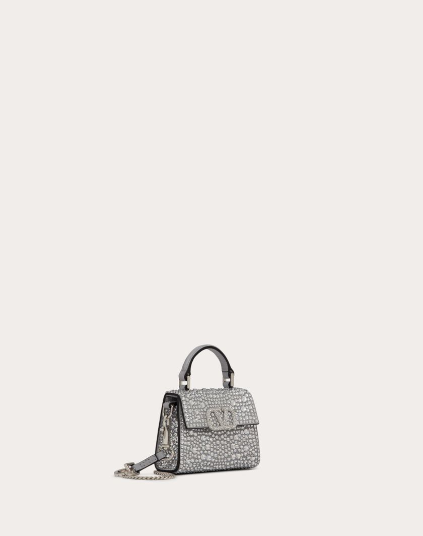 Valentino Handbags Borsa A Mano Micro Vsling Ricamata per Donna in Grigio/crystal | Valentino IT Convenienza