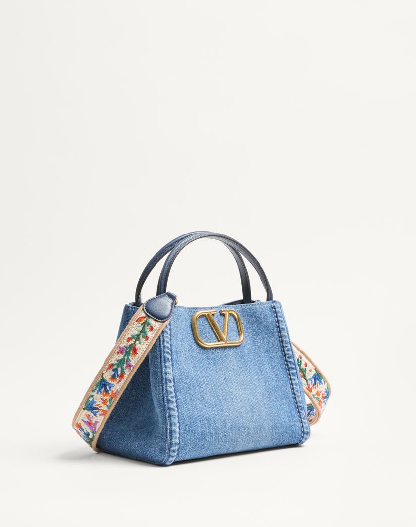 Valentino Handbags Borsa A Mano Media Valentino Garavani Alltime In Denim Con Tracolla Nastro Ricamato per Donna in Denim/worker/multicolor | Valentino IT Novità