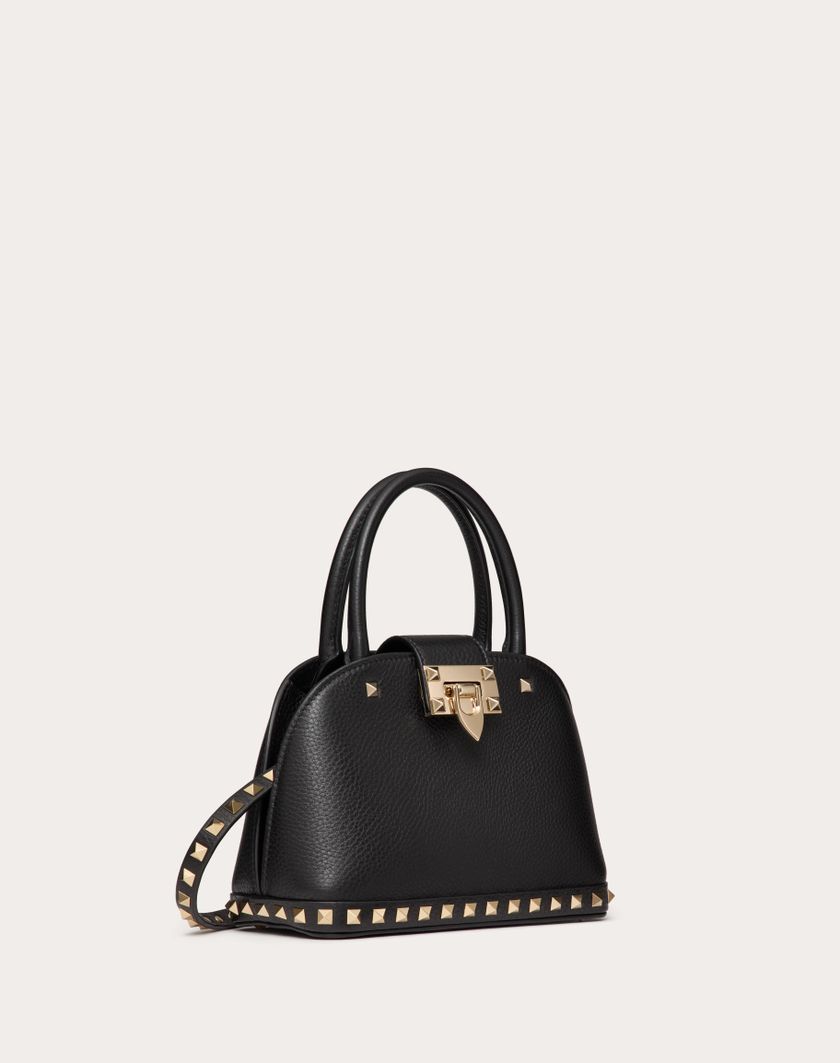 Valentino Handbags Borsa Piccola A Mano Valentino Garavani Rockstud In Vitello Granato per Donna in Nero | Valentino IT In Vendita