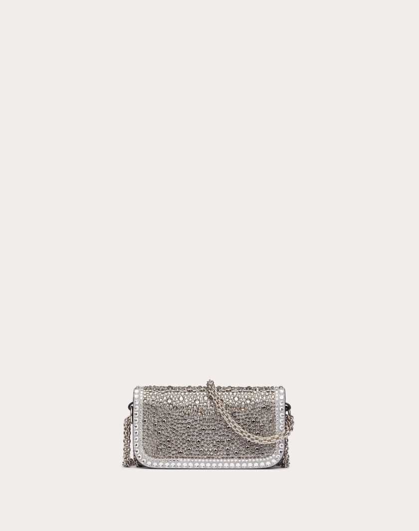 Valentino Handbags Borsa Piccola A Spalla Valentino Garavani Locò Con Strass per Donna in Crystal/nero/antracite | Valentino IT Soddisfazione Garantita