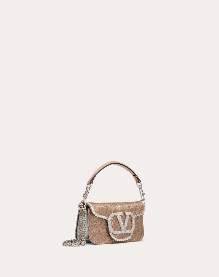 Valentino Handbags Borsa Piccola A Spalla Valentino Garavani Locò Ricamata per Donna in Crystal | Valentino IT Qualità Garantita