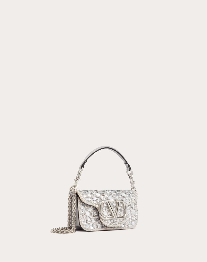 Valentino Handbags Borsa Piccola A Spalla Locò Con Cristalli per Donna in Argento | Valentino IT Acquista Ora