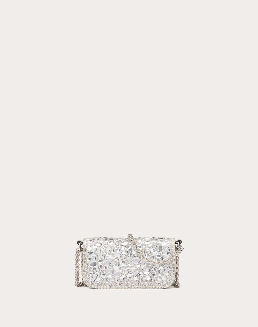 Valentino Handbags Borsa Piccola A Spalla Locò Con Cristalli per Donna in Argento | Valentino IT Acquista Ora
