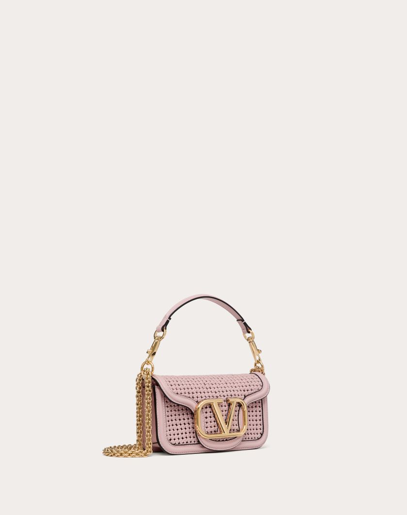 Valentino Handbags Borsa Piccola A Spalla Valentino Garavani Locò In Pelle Intrecciata per Donna in Rose Quartz | Valentino IT Consegna Veloce