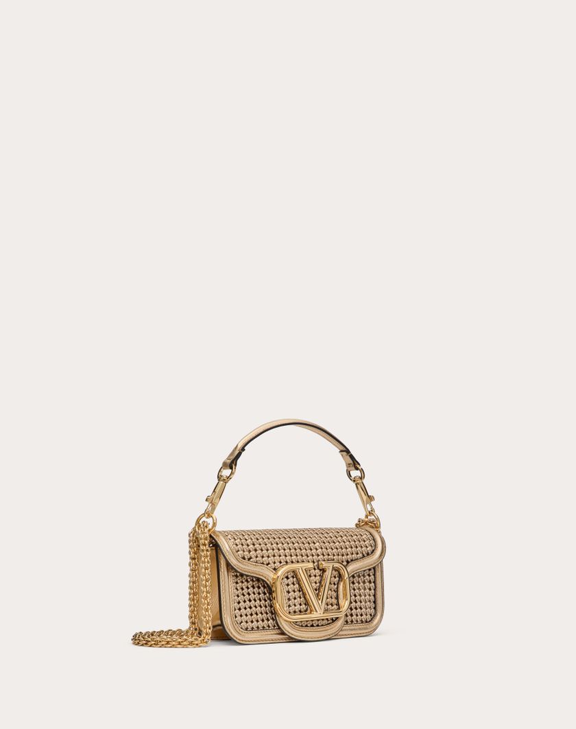 Valentino Handbags Borsa Piccola A Spalla Valentino Garavani Locò In Pelle Intrecciata Metallizzata per Donna in Oro | Valentino IT Promozione Limitata