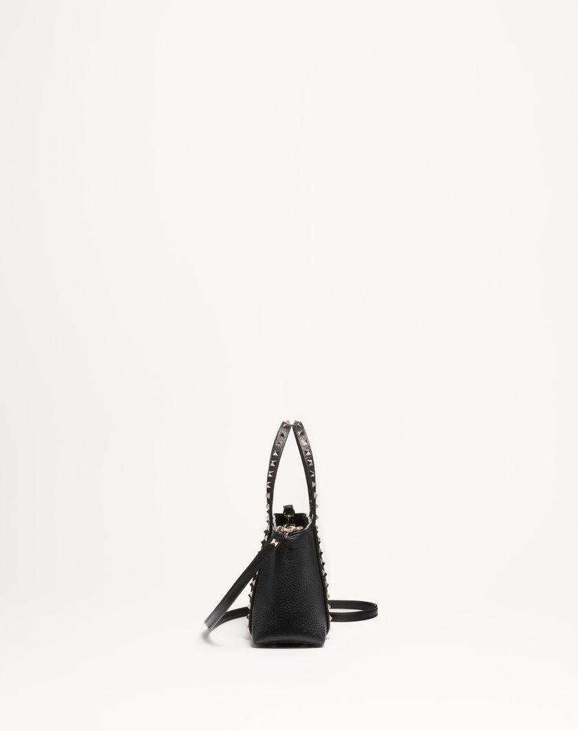 Valentino Handbags Borsa Shopping Piccola Valentino Garavani Rockstud In Vitello Granato per Donna in Nero | Valentino IT Nuova
