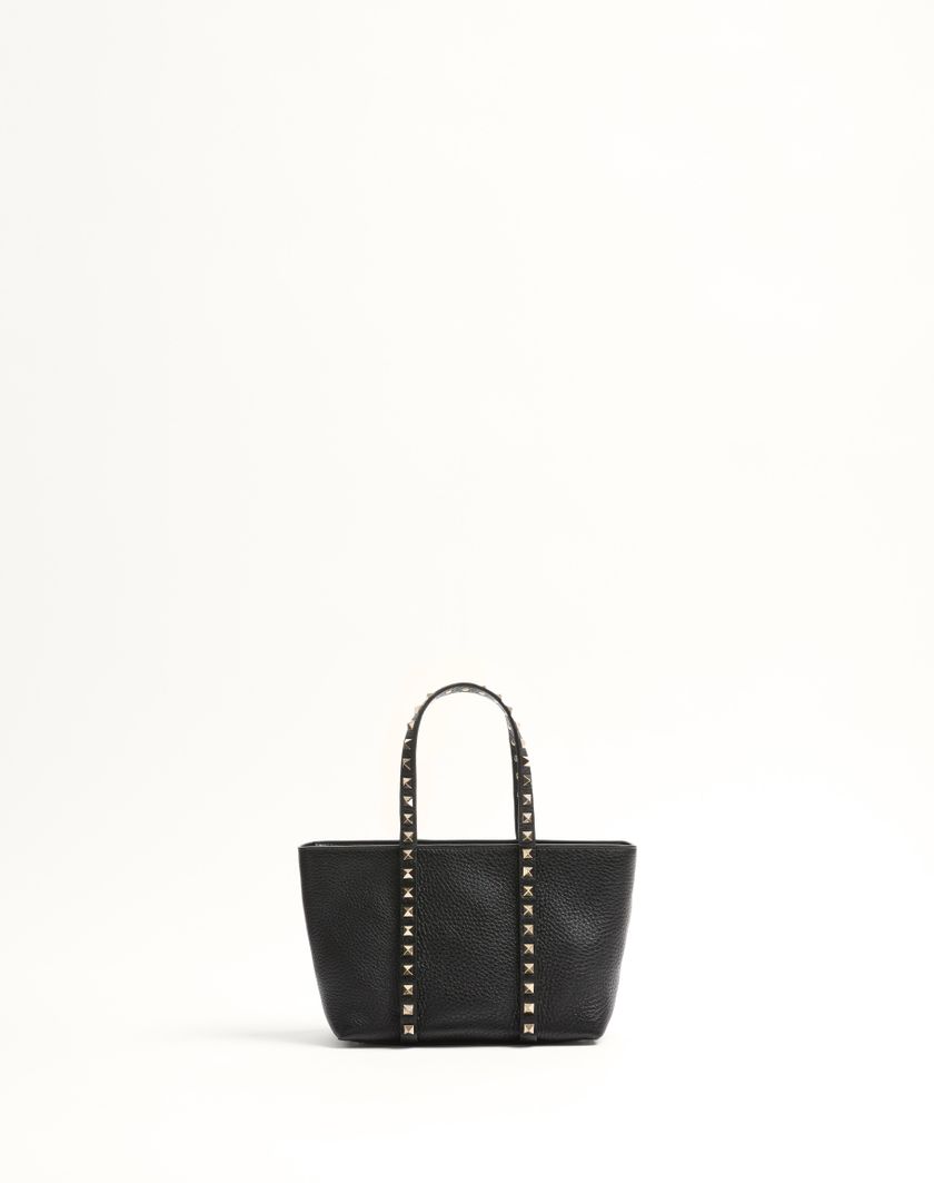 Valentino Handbags Borsa Shopping Piccola Valentino Garavani Rockstud In Vitello Granato per Donna in Nero | Valentino IT Nuova
