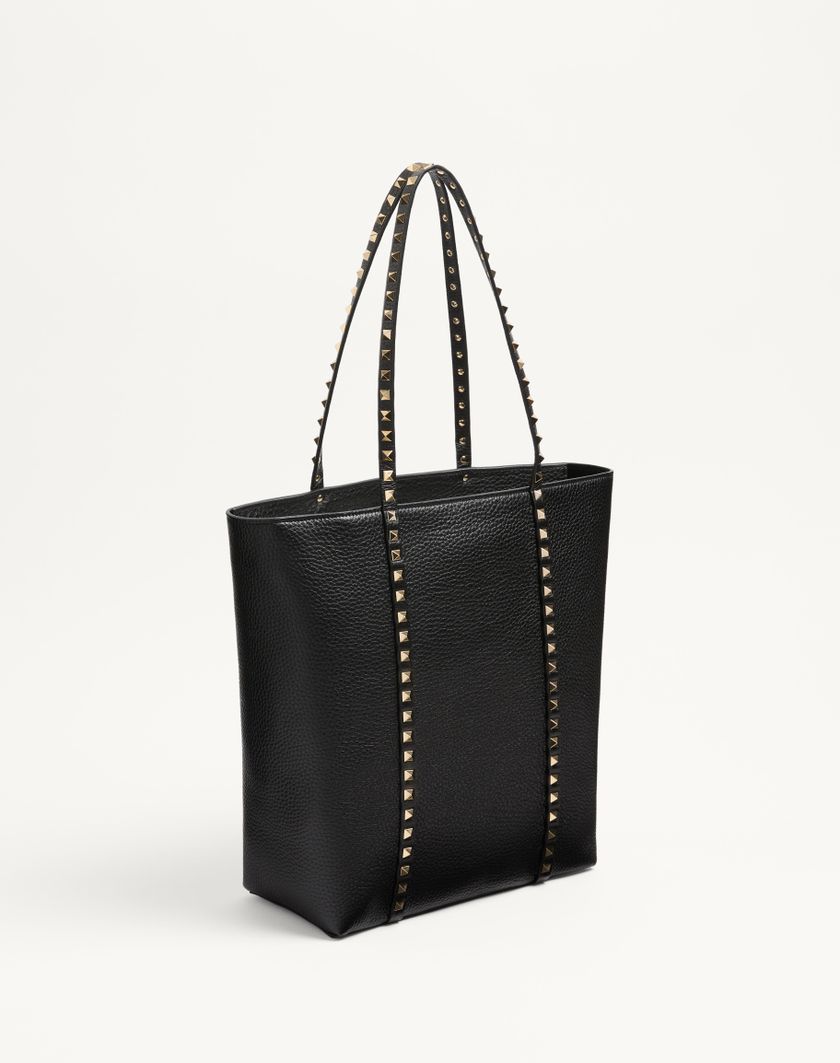 Valentino Handbags Borsa Shopping Valentino Garavani Rockstud In Vitello Granato per Donna in Nero | Valentino IT Moda