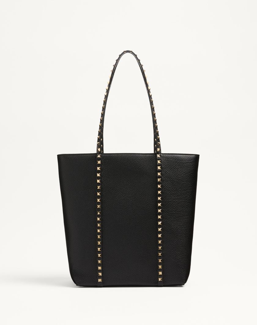 Valentino Handbags Borsa Shopping Valentino Garavani Rockstud In Vitello Granato per Donna in Nero | Valentino IT Moda