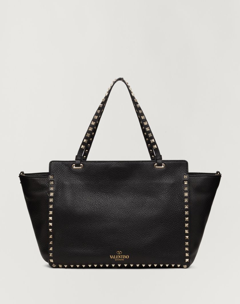 Valentino Handbags Borsa Media Rockstud In Vitello Granato per Donna in Nero | Valentino IT Italia