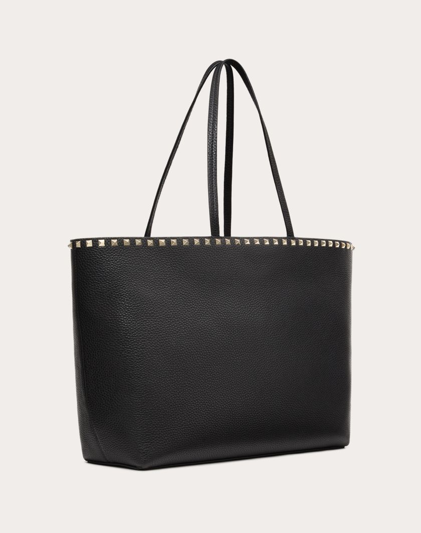 Valentino Handbags Borsa Shopping Rockstud In Vitello Granato per Donna in Nero | Valentino IT In Linea