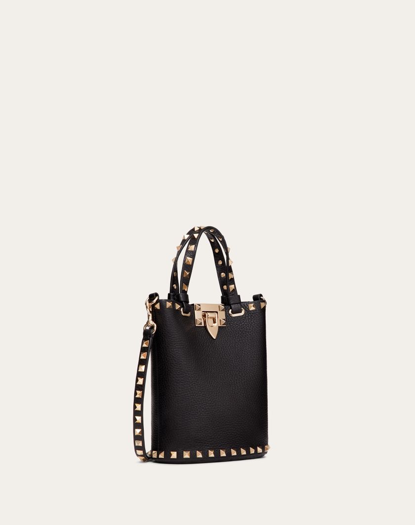 Valentino Handbags Pouch Con Tracolla Rockstud In Vitello Granato per Donna in Nero | Valentino IT Nuovo