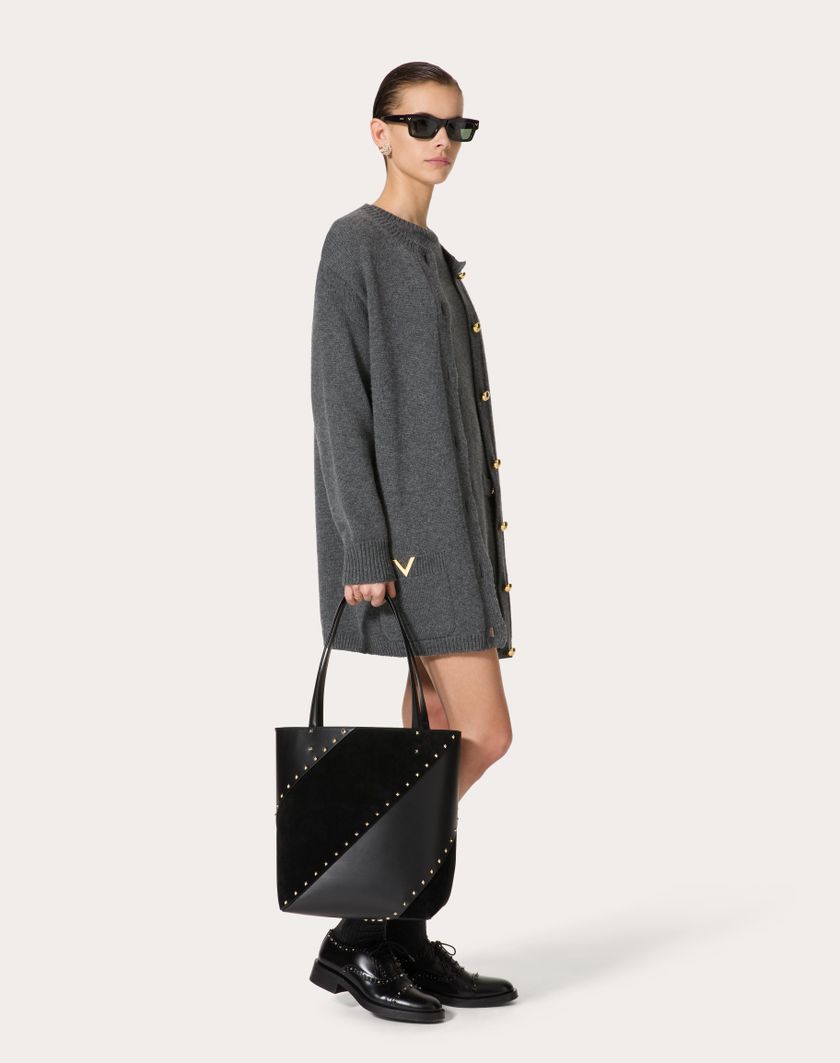 Valentino Handbags Borsa Shopping Valentino Garavani Valentino Garavani Rockstud Wispy In Vitello E Camoscio per Donna in Nero | Valentino IT Vendita