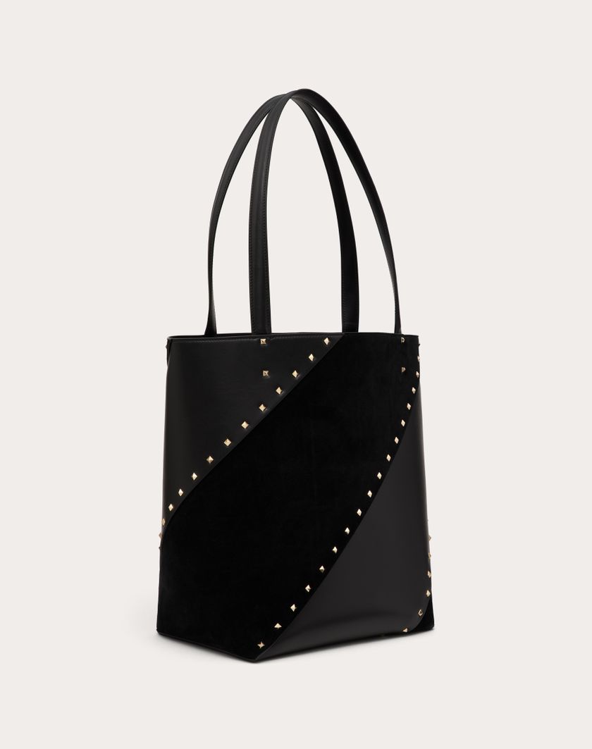 Valentino Handbags Borsa Shopping Valentino Garavani Valentino Garavani Rockstud Wispy In Vitello E Camoscio per Donna in Nero | Valentino IT Vendita