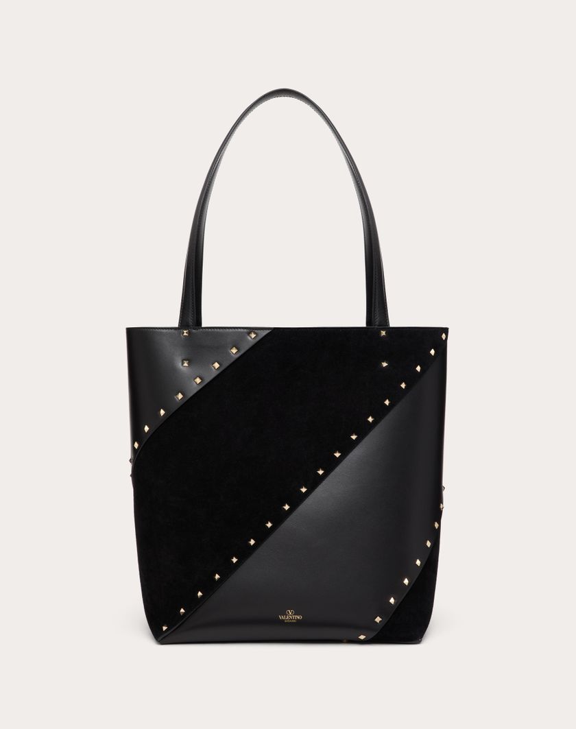 Valentino Handbags Borsa Shopping Valentino Garavani Valentino Garavani Rockstud Wispy In Vitello E Camoscio per Donna in Nero | Valentino IT Vendita