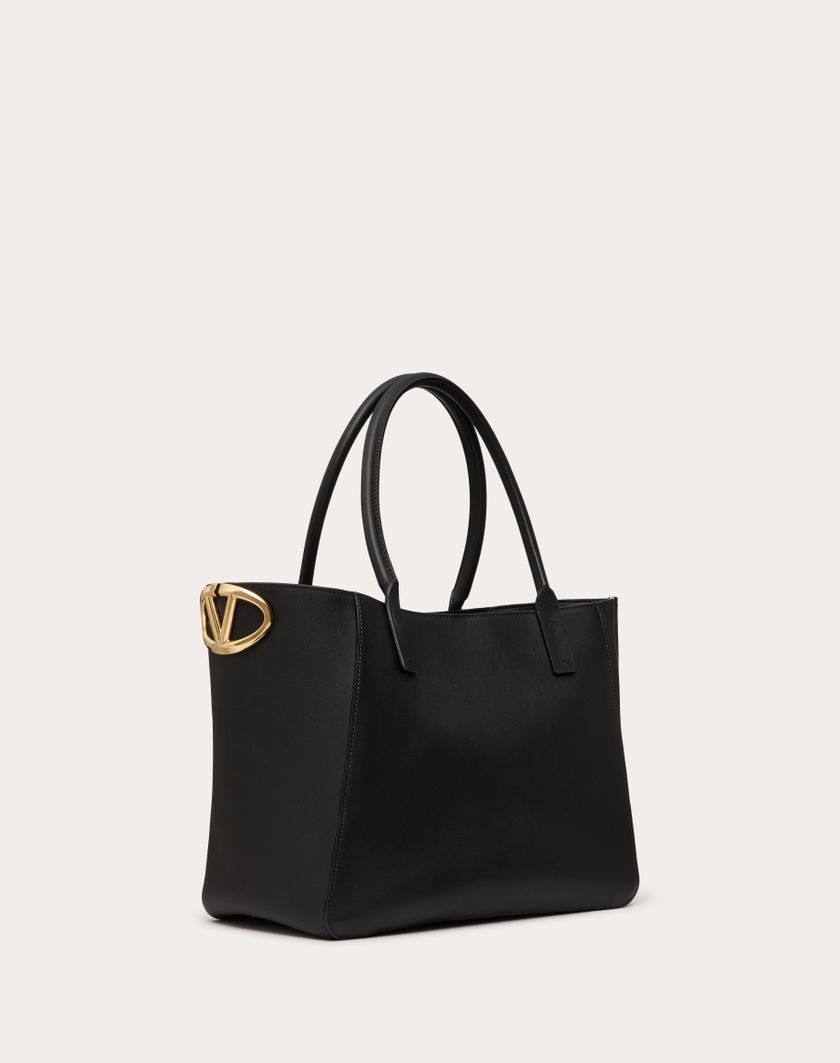 Valentino Handbags Borsa Shopping Vlogo Side In Vitello Nappato per Donna in Nero | Valentino IT Qualità Garantita