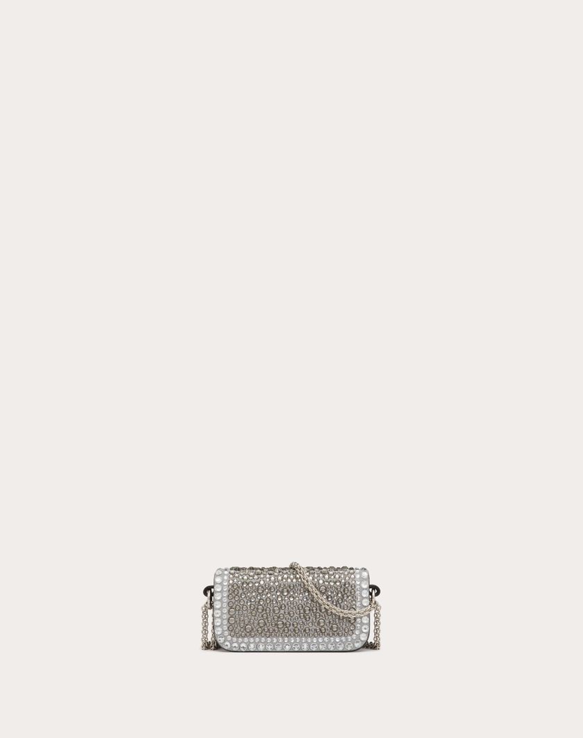 Valentino Handbags Borsa Micro Con Catena Valentino Garavani Locò Con Strass per Donna in Crystal/nero/antracite | Valentino IT Acquista Ora