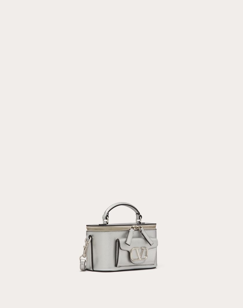 Valentino Handbags Mini Borsa A Mano Locò In Vitello Metallizzato per Donna in Argento | Valentino IT Consegna Veloce