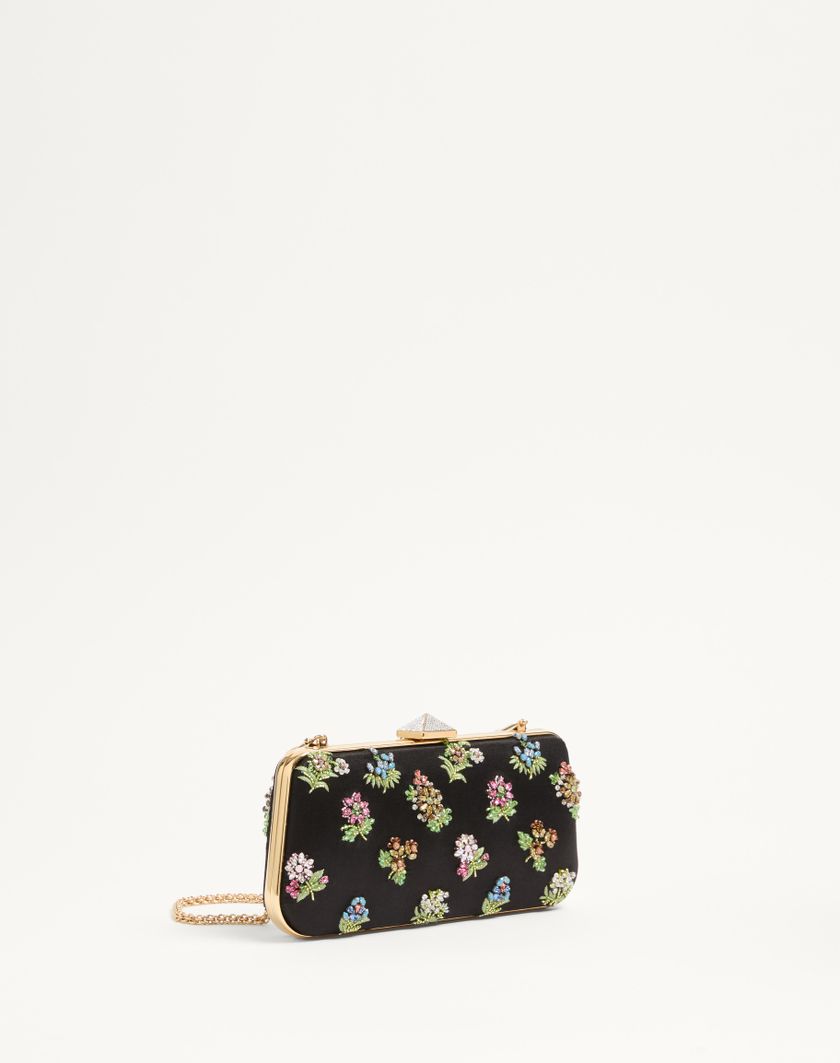 Valentino Handbags Minaudiere Carry Secrets Raso Con Ricamo Floreale per Donna in Beige | Valentino IT Promozione Limitata