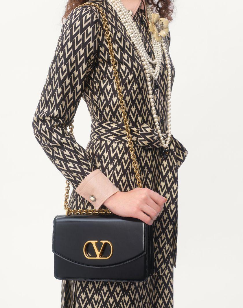 Valentino Handbags Abito Midi In Twill Toute La V per Donna in Nero/avorio | Valentino IT Fino al 55% di sconto