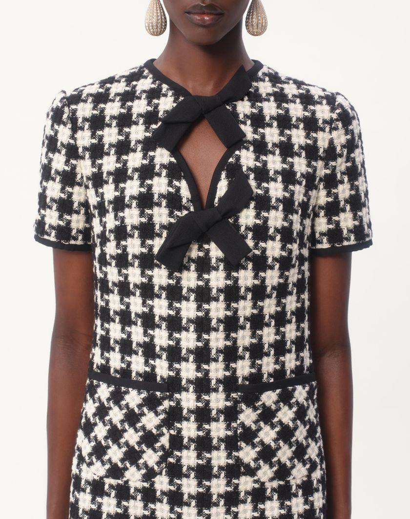 Valentino Handbags Abito Corto In Damier Light Tweed per Donna in Avorio/nero | Valentino IT Vendita