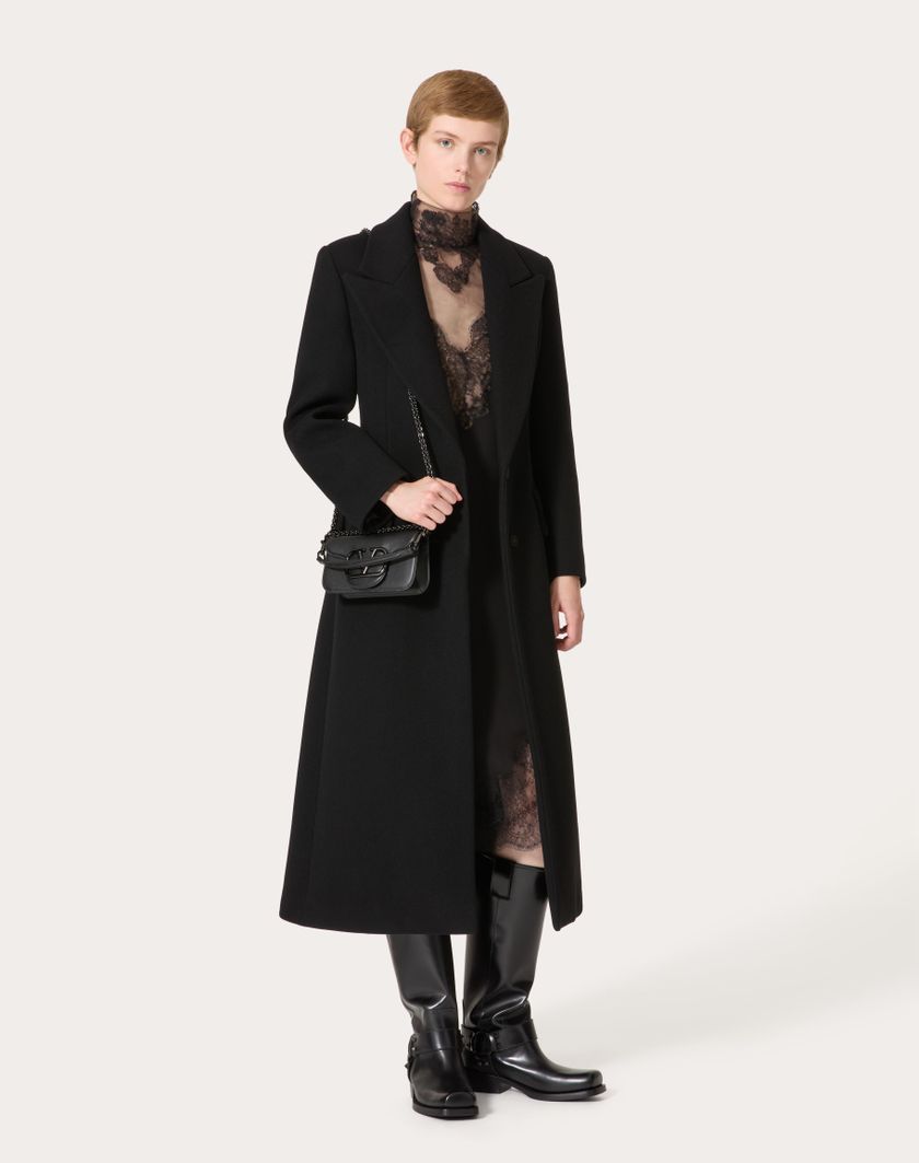 Valentino Handbags Cappotto In Compact Coat per Donna in Nero | Valentino IT Vendita