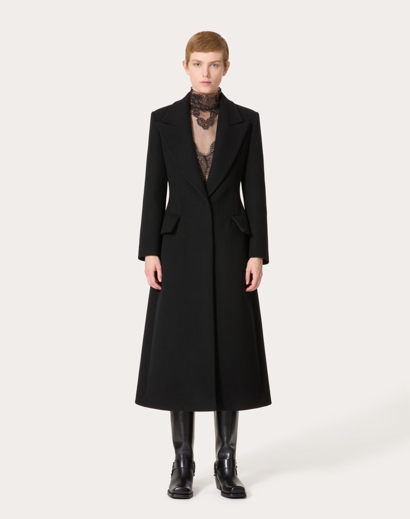 Valentino Handbags Cappotto In Compact Coat per Donna in Nero | Valentino IT Vendita