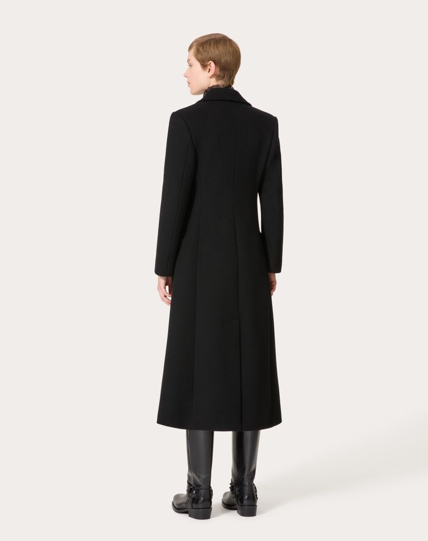 Valentino Handbags Cappotto In Compact Coat per Donna in Nero | Valentino IT Vendita