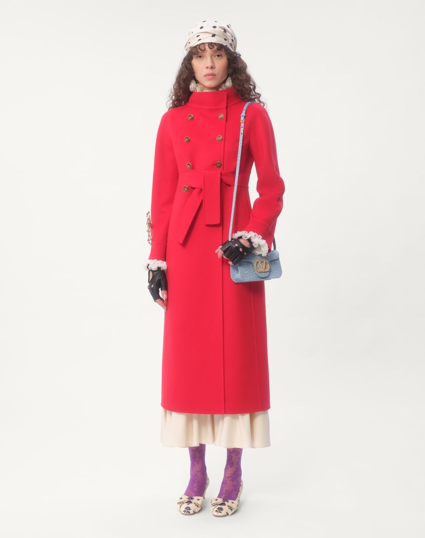 Valentino Handbags Cappotto In Compact Drap per Donna in Rosso | Valentino IT Consegna Veloce