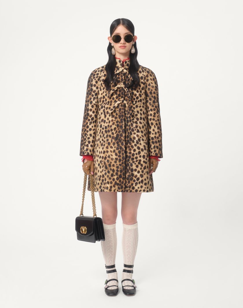 Valentino Handbags Cappotto In Panno Stampato Giaguaro Spots per Donna in Animalier | Valentino IT Promozione Limitata