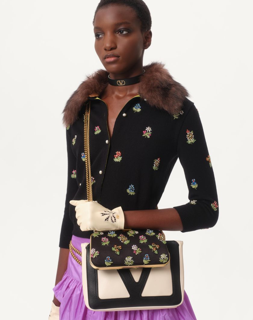 Valentino Handbags Cardigan In Lana Ricamato per Donna in Nero | Valentino IT Fino Al -60%