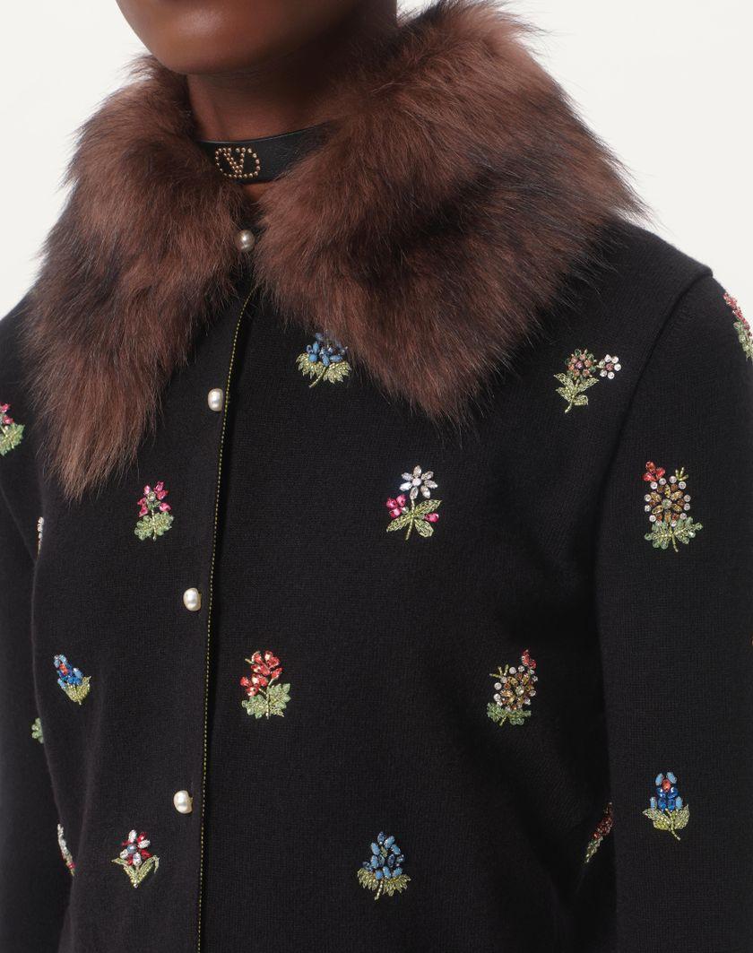 Valentino Handbags Cardigan In Lana Ricamato per Donna in Nero | Valentino IT Fino Al -60%
