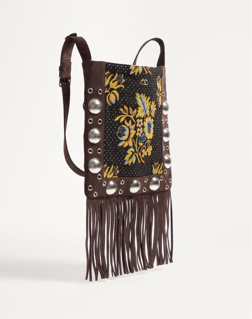 Valentino Handbags Borsa A Spalla Valentino Garavani Nellcôte In Tessuto Jacquard Con Frange per Donna in Multicolor/testa Di Moro | Valentino IT Outlet
