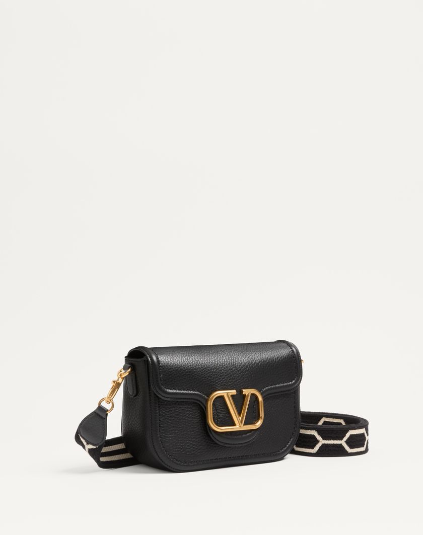 Valentino Handbags Borsa A Spalla Valentino Garavani Alltime In Vitello Granato Con Tracolla Nastro Jacquard per Donna in Nero/bianco | Valentino IT Saldi