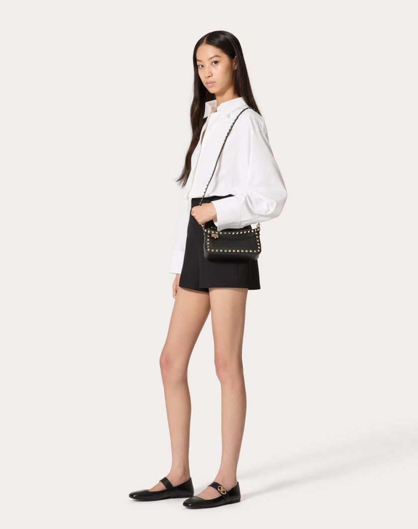 Valentino Handbags Borsa Piccola A Tracolla Rockstud In Vitello Granato per Donna in Nero | Valentino IT Saldi Di Fabbrica