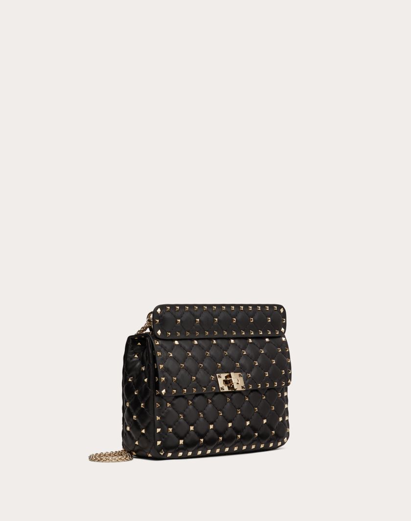 Valentino Handbags Borsa Media Rockstud Spike In Nappa per Donna in Nero | Valentino IT Italy