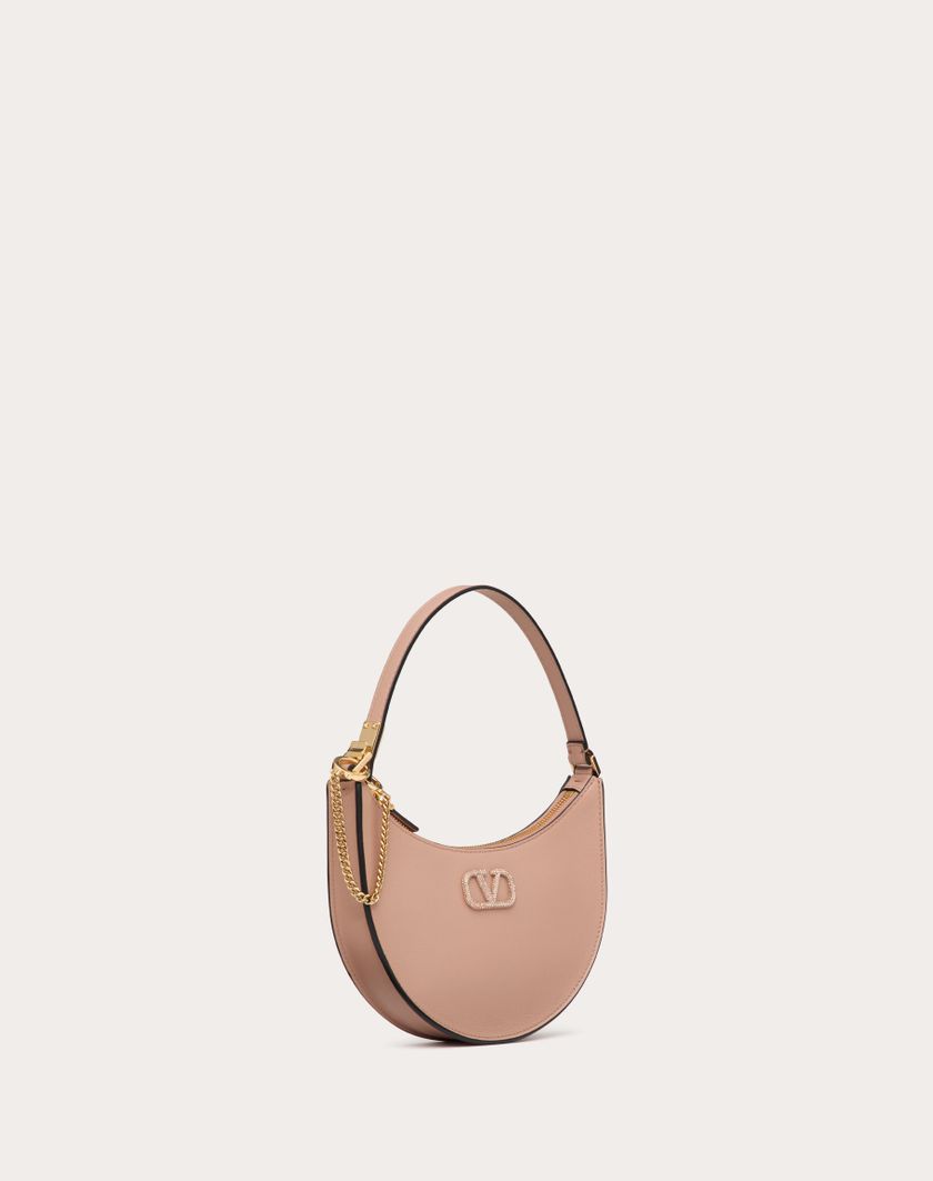Valentino Handbags Mini Hobo Vlogo Signature In Vitello Con Logo Gioiello per Donna in Rose Cannelle | Valentino IT Vendita
