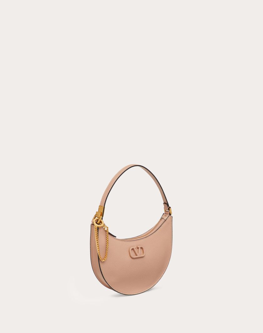 Valentino Handbags Mini Hobo Vlogo Signature In Vitello Granato per Donna in Light Ivory | Valentino IT Promozione