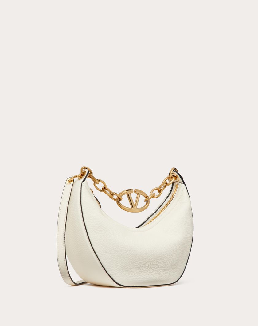 Valentino Handbags Hobo Piccola Vlogo Moon Bag In Vitello Granato Con Catena per Donna in Avorio | Valentino IT Acquista Ora