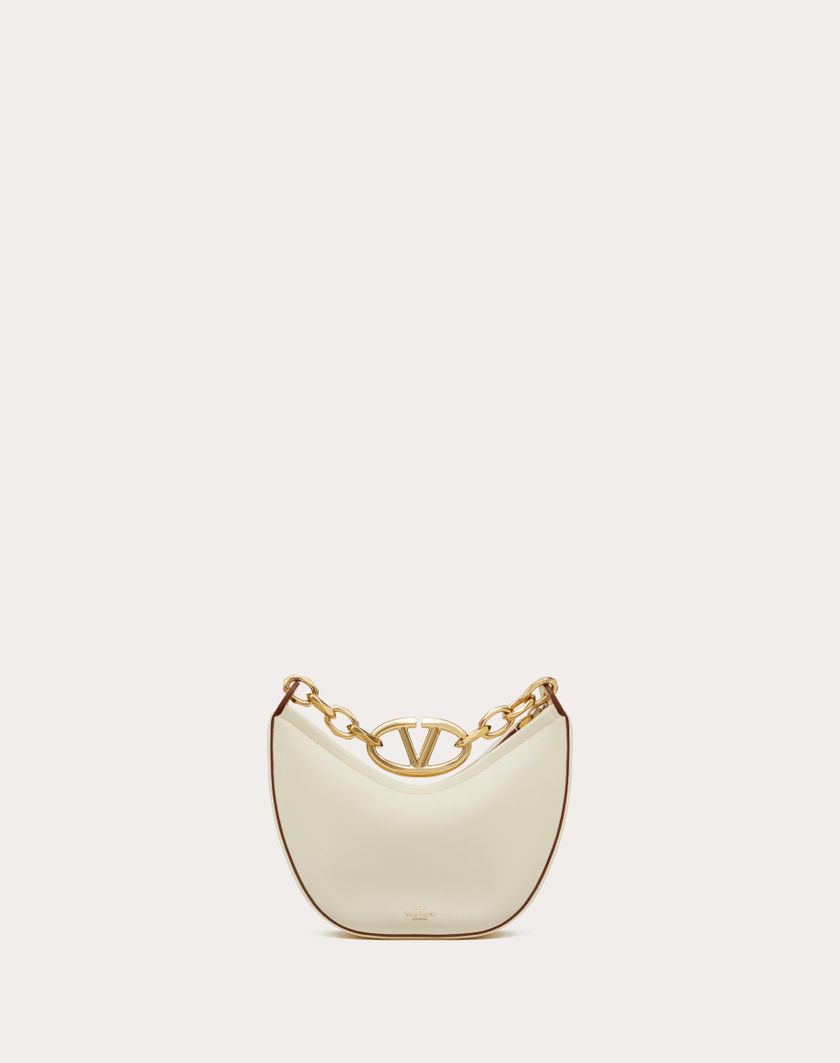 Valentino Handbags Mini Hobo Vlogo Moon Bag In Nappa Con Catena per Donna in Avorio | Valentino IT Fino Al -60%