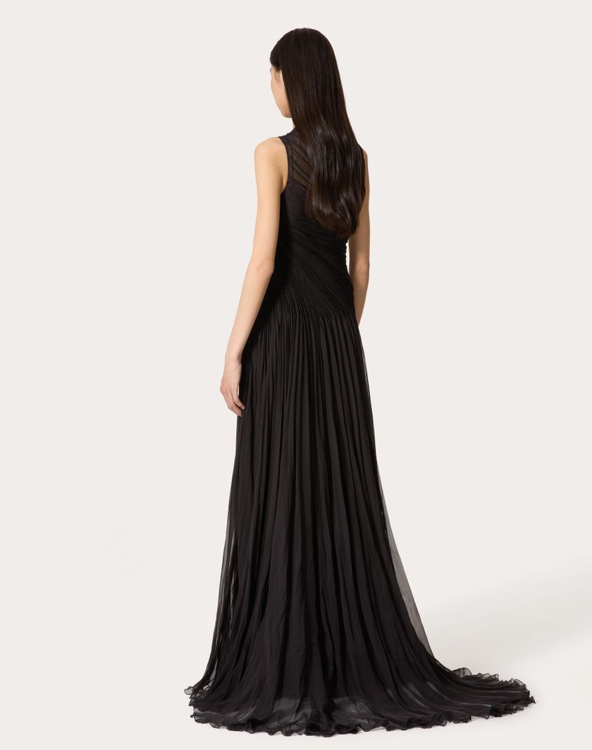 Valentino Handbags Gown In Chiffon per Donna in Nero | Valentino IT Sottocosto