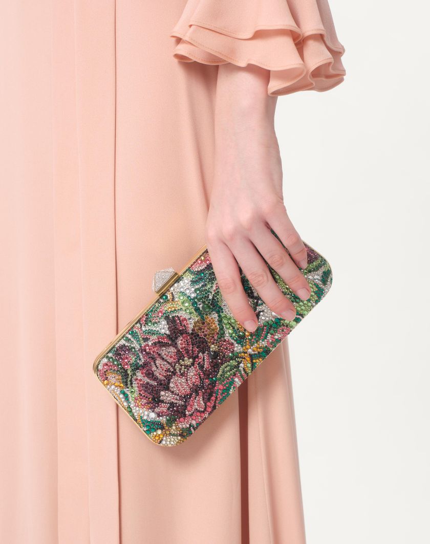 Valentino Handbags Abito Lungo In Georgette Ricamato per Donna in Rose Mist | Valentino IT Sconto