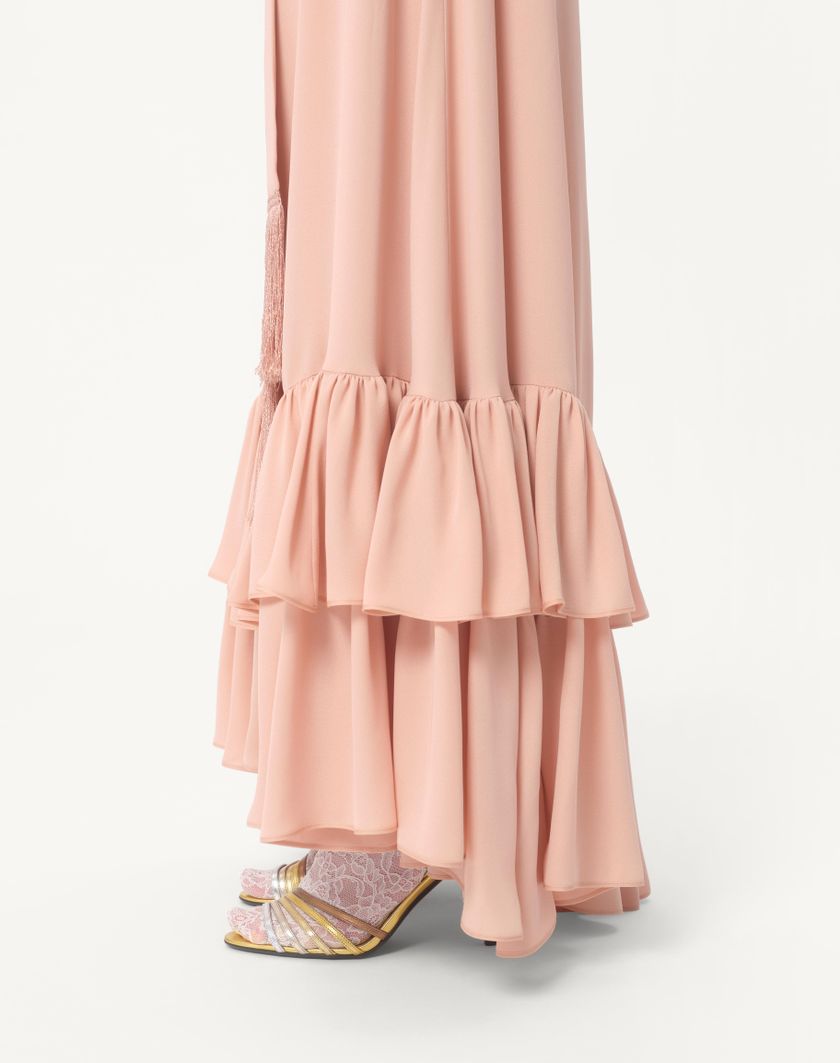 Valentino Handbags Abito Lungo In Georgette Ricamato per Donna in Rose Mist | Valentino IT Sconto