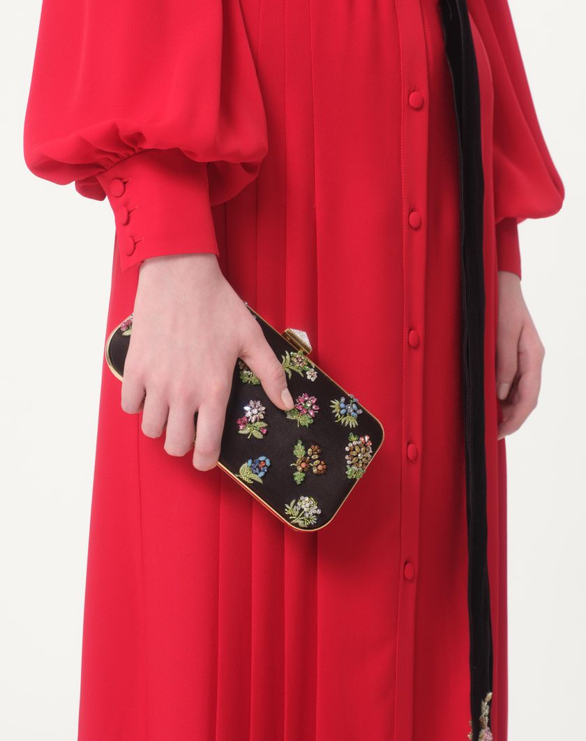 Valentino Handbags Abito Lungo In Georgette per Donna in Rosso | Valentino IT Outlet
