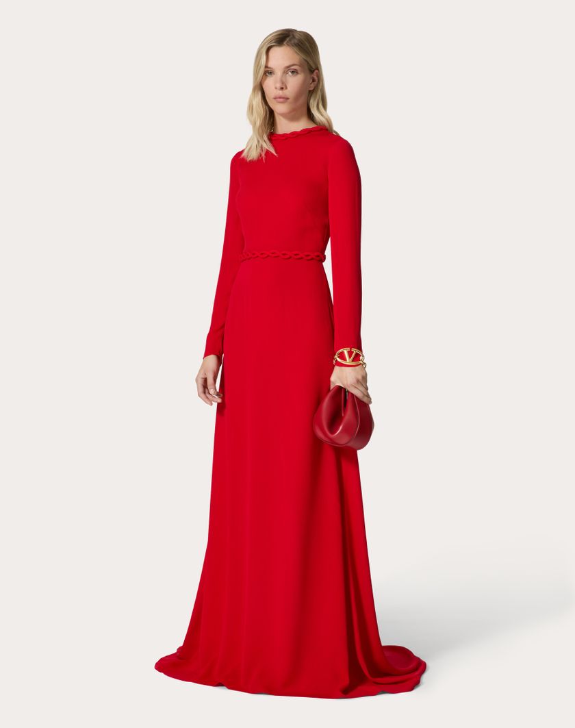 Valentino Handbags Abito Da Sera In Georgette Double per Donna in Rosso | Valentino IT In Vendita
