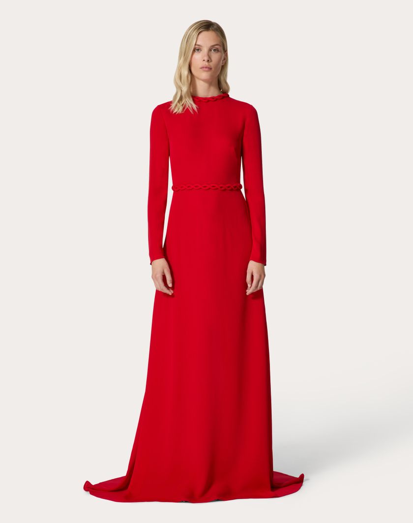 Valentino Handbags Abito Da Sera In Georgette Double per Donna in Rosso | Valentino IT In Vendita