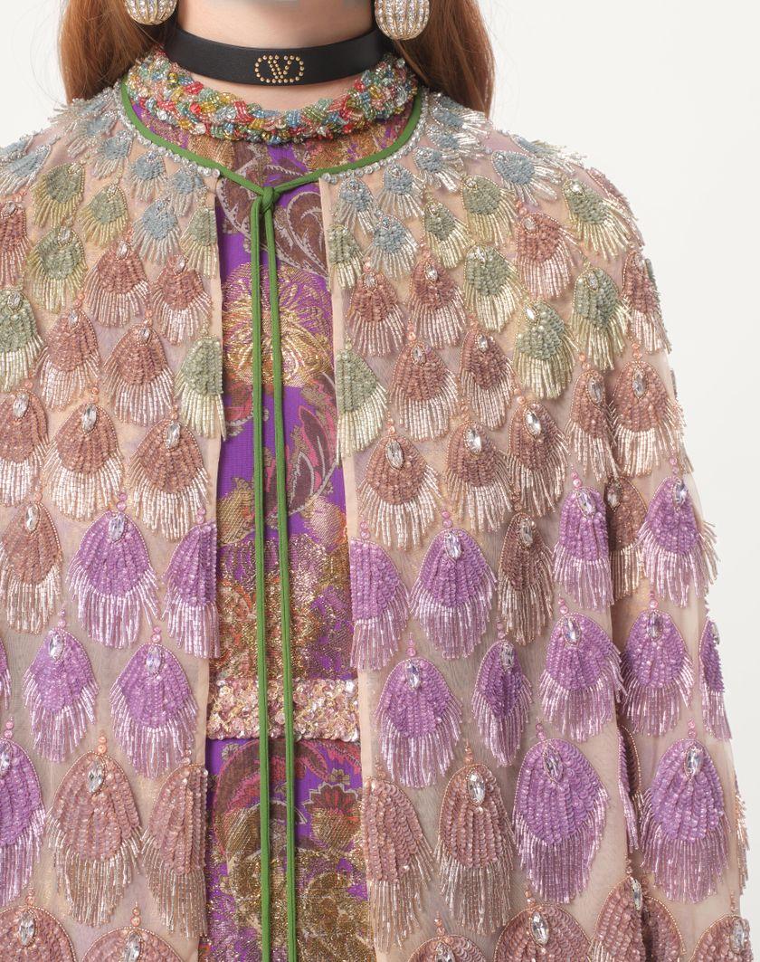 Valentino Handbags Cappa In Organza Ricamata per Donna in Poudre/multicolor | Valentino IT Saldi